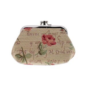 CTM Women's English Rose Themed Tapestry Coin Purse Wallet